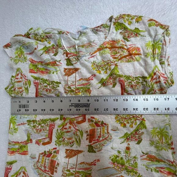 Cynthia Rowley Womens Linen Tropical Print Short Sleeve T-Shirt Medium Summer - Picture 6 of 7